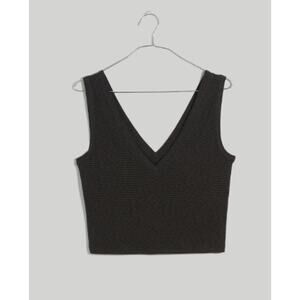 Madewell Women's True Black Supercrop V-Neck Tank Top Size M